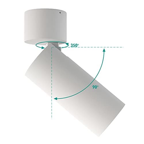 ESOP Spots De Plafond Angle Réglable 350°/90°, Plafonnier LED Spot 5W 500LM 3000K CRI>90 Applique De Plafond, Luminaire Plafonnier Spot LED Pour Salon, Couloir, Hôtels, Restaurants (Blanc)