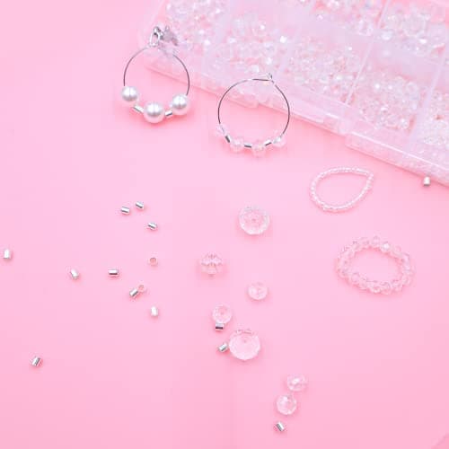 3153 Pièces Perles a Ecraser, Perles a Ecraser pour Bijoux Perles a Sertir Intercalaire en Laiton Perle a Ecraser pour Colliers Bracelet La Fabrication de Bijoux, Bijoux de Bricolage ou Artisanat