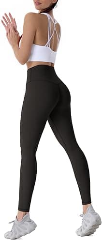 Sunzel Sunzfly Legging de Sport Femme Taille Haute Pantalon de Yoga Opaque Pantalon de Sport pour la Salle de Sport Fitness Entraînement Marron XS