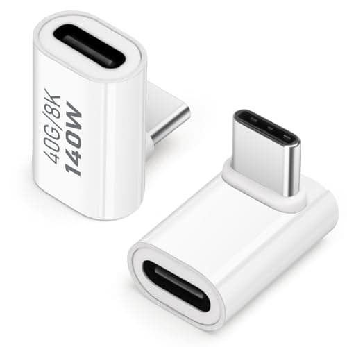 Adaptateur USB C 40 Gbit/s (Lot de 2), Adaptateur USB C mâle vers Femelle, connecteur Adaptateur USB C 4.0 de Type C à Angle Droit de 90 degrés, Compatible avec iPhone 15, Samsung, MacBook