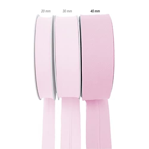 TEXTEX = biais de 40 mm de large. 50 % coton et 50 % polyester. Pièce de 10 m - Rose