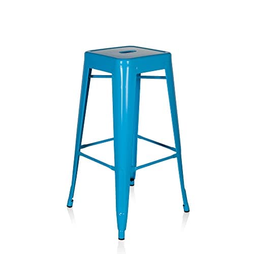 hjh OFFICE 645014 Tabouret de Bar VANTAGGIO High Métal Bleu Clair, Tabouret Industriel Haut, empilable