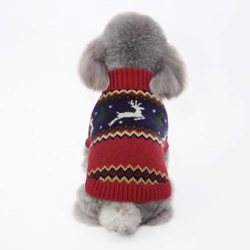 KONVINIT Pull Noel Chien,Hiver Tricot Pull de Noël pour Animaux de Compagnie à Col Roulé Pull-Overs pour Chiens,pour Petit Moyen Grand Chien Chiot