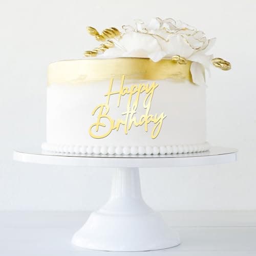 Irikdescia Lot de 6 décorations de gâteau Happy Birthday, différentes formes pour faire briller les gâteaux d'anniversaire, en acrylique, accessoires de fête d'anniversaire (doré, argent)