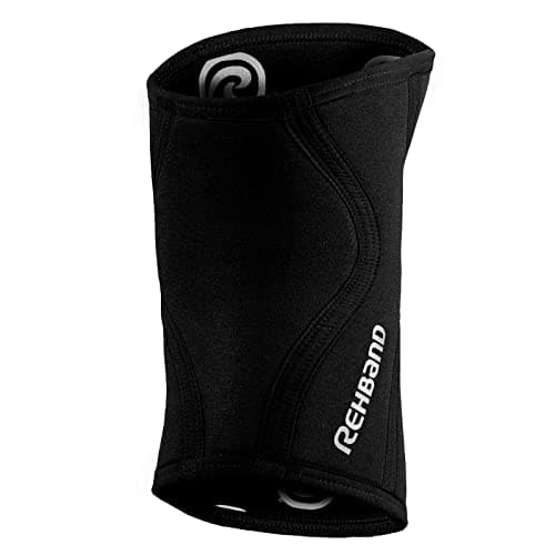 Rehband Genouillère en néoprène de 5 mm pour soutenir les genoux - Stabilise les articulations et les muscles - Idéal pour le sport la musculation, Couleur:Argent/Noir, Taille:S