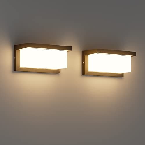 Klighten 2 Piece 24W LED Extérieure Applique Murale, 3000K, IP65 Applique murale étanche, Applique murale en aluminium pour l'intérieur, l'extérieur, la cour, etc. Noir