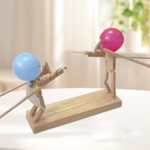 Jeu De Combat De Ballons En Bambou ,Faite à La Main, PoupéE De Fencing En Bois, Pour 2 Joueurs Pour Des Batailles De Ballons Passionnantes, Jeu De FêTe Rapide Pour Enfants Et Adultes (100 Ballons)