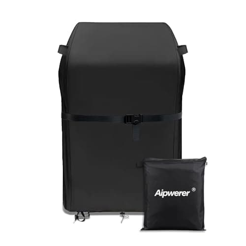 Aipwerer Housse Barbecue Exterieur, 600D Oxford Bache Barbecue pour Weber, Brinkmann, Enders, Char Broil, Housse de Protection BBQ de Anti-Vent, Anti-UV, Antipoussière, Anti-l'eau (76x66x110cm)