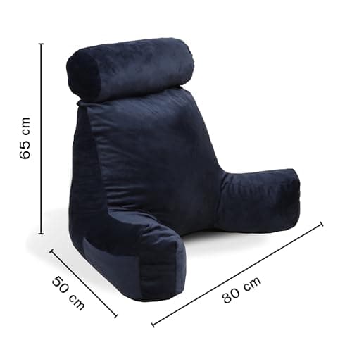 Bananair Coussin de Lecture - Doux et Confortable - Soutien Dorsale Optimale - Accoudoirs Pratiques et Assise Ergonomique - Oreiller de Lecture, Fauteuil de Lecture (Bleu)