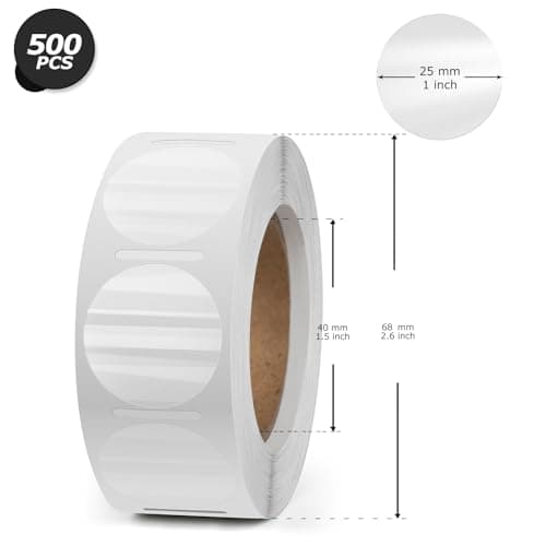 YIKIADA Étiquettes Thermiques Transparentes Rondes Adhésives 25 mm Violet Laser Autocollantes Imperméable Imprimable pour Bureau École QR Inventaire 500 Pièces par Rouleau