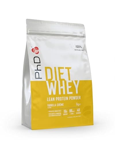 PhD Nutrition Diet Whey Poudre de protéines 1kg Crème vanille, Poudre de protéines High Protein pauvre en calories pour compléter le régime avec 16g de protéines par portion