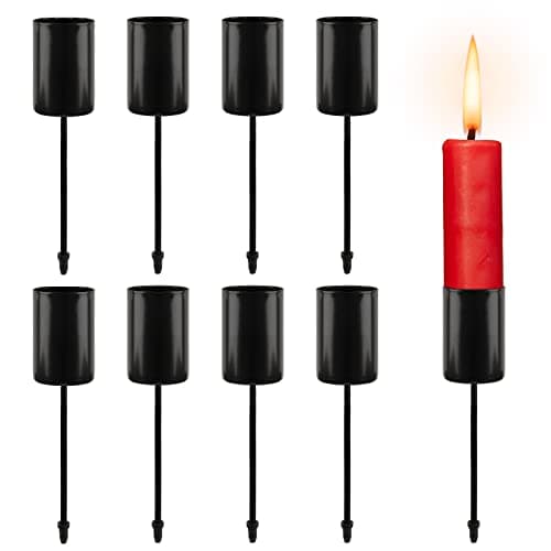 8Pc Bougeoirs Noir Chandelier en Fer Decoration Table Porte-Bougie pour Couronnes Decoration Table pour Noël Mariage Cérémonie Anniversaire Saint Valentin (Noir)