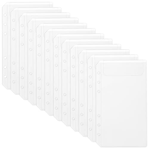 luvtree Pochette d'insertion de classeur transparent en PVC A6, enveloppe d'insertion de planification à 6 trous sans fermeture éclair, enveloppe de budget de trésorerie. 12 pièces