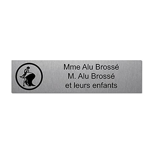 Plaque gravée pour nom et numéro boîte aux lettres Torero autocollante 10x2,5cm personnalisée 1 à 3 lignes Alu Brossé