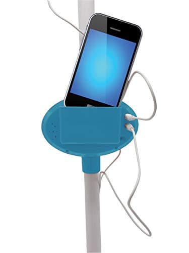 Lexibook- Disney Microphone La Reine des Neiges 2 Elsa Anna Olaf avec Enceinte et Pied Lumineux, Prise auxiliaire pour connecter la Musique, Bleu/Violet, S150FZ_50