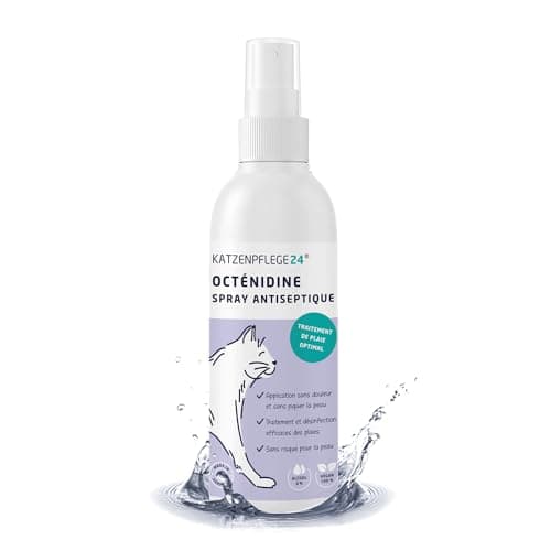KATZENPFLEGE24 Spray antiseptique et cicatrisant octénidine chat - Désinfecte, apaise, soigne & protège tout type de plaies sans piquer la peau - 125 ml avec des substances actives éprouvé