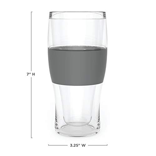 Host Freeze - Lot de 2 Verres à bière de 47 cl, Verres à Pinte à Double paroi Plastique Contenant Un Gel réfrigérant, Gris