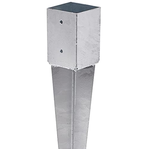 TRIBECCO Support de poteau à enfoncer - 101 x 101 mm - Longueur : 900 mm - Galvanisé à chaud - Douille à enfoncer pour poteaux en bois carré - Ancrage au sol - Poteau de portail - Séchoir à linge