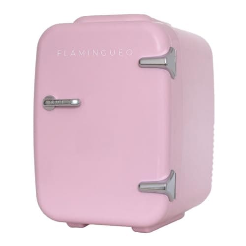 Flamingueo Mini Frigo - Petit Frigo 4L, Mini Frigo de Chambre, 12V/220V, Fonction Chaud et Froid, Mini Frigo Cosmetique, Frigo Maquillage, Mini Fridge