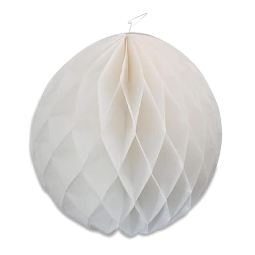 ECOFIESTA 5x Pompons papier de soie 25cm blanc - deco table mariage déco anniversaire fille decoration mariage table - lampion papier deco evjf