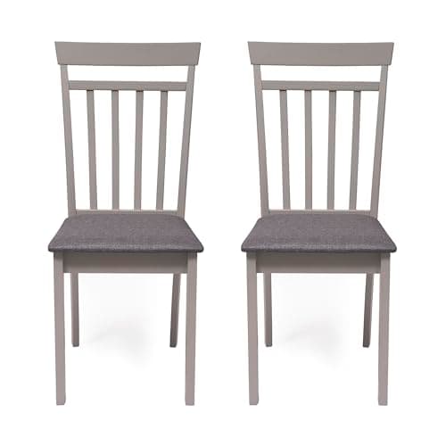Homely - Pack de 2 chaises de Salle à Manger ou de Cuisine Kansas, Structure en Bois laqué Gris Clair, Assise recouverte de Tissu Gris, 40,5x48,5x89 cm