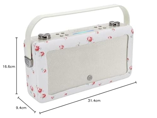 VQ Cath Kidston Hepburn Voice Alexa Enceinte Connectée Enceinte Bluetooth Intelligente, Portable et Puissante de 20 W avec Port de Charge USB et 8 Heures D'autonomie de Lecture - Rose Dispersée