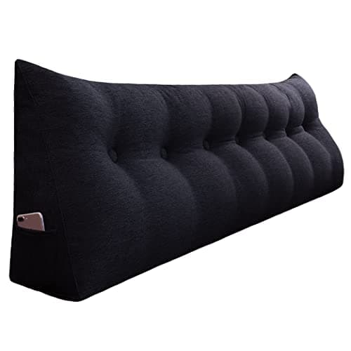 Johnear Coussin de Lecture pour lit ou canapé, Traversin Gros Coussin Dossier Lin,Oreiller Triangulaire Coussin Coin, tête de lit,Coussin pour Lombaire Jambe, cale Dos Plage, Gris foncé, 200 cm