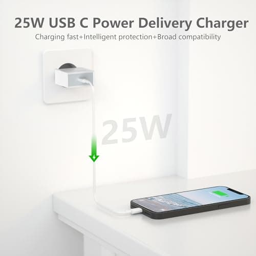 Anigaduo 25W USB C Rapide Chargeur et 2M Cable for iPhone 14/14 Plus/14 Pro/14 Pro Max/13/12/11/SE/X/XS/XR/8/7/6, USBC Prise Secteur Mural Type C Alimentation Adaptateur