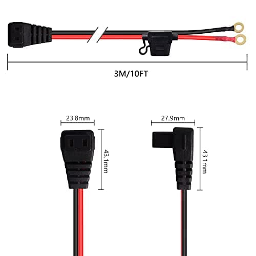 PNGKNYOCN 12V câble d'alimentation pour réfrigérateur de Voiture, 16awg borne o - Ring à la tête de réfrigérateur de Voiture Portable fusible 15A intégré pour réfrigérateur de Voiture Portable (3M)