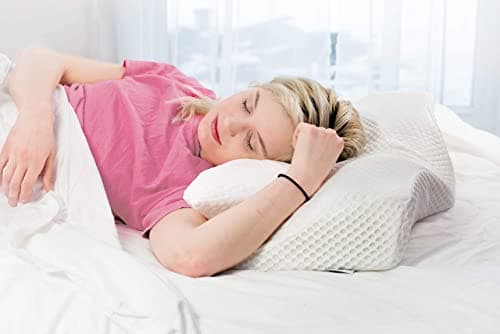 Elviros Oreiller Ergonomique Cervical, Oreillers Mémoire de Forme, Oreillers Ergonomiques pour la Nuque, Oreiller Orthopédique Anti Douleur, Décontracter Les Muscles, 64 x 12,5/10,5 x 38 cm, Blanc