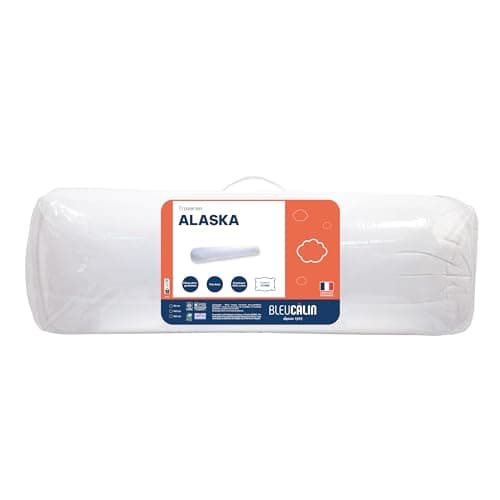 Bleu Câlin Traversin Gonflant Confort Alaska, Enveloppe 100% coton,160 cm, Blanc