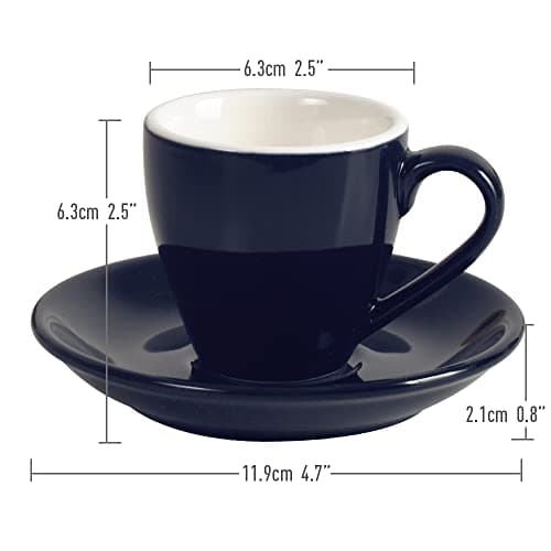 ionEgg Tasse à expresso en porcelaine avec soucoupe - 80 ml - Bleu marine