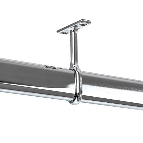 Support central de tube de garde-robe Gedotec pour tringle à vêtements OVAL - TUBES | Fixation métal chromé poli | Support tringle penderie pour bar ovale | 1 Pièce