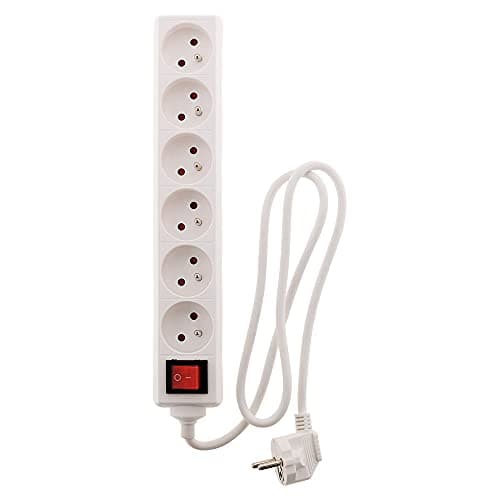 Bloc 6 prises 16A 2P+T avec interrupteur blanc - Zenitech