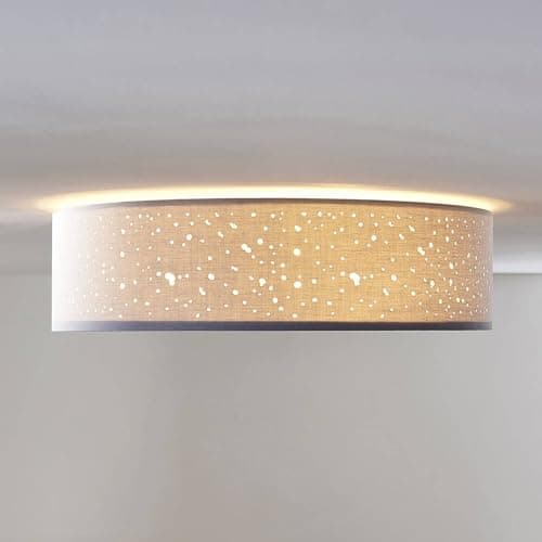 Lindby Plafonnier Tissu Umma à intensité variable (Moderne) en Gris Textile e. a. pour Salon & Salle manger (à 3 lampes, E27), Luminaire Plafonnier, Lampe Plafond, Eclerage Eclairage