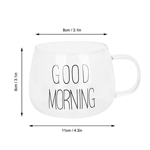 Tasse à lait tasse en verre Borosilicate Transparent avec poignée pour café Cocktail boisson thé maison cuisine fournitures(Lettres blanches)