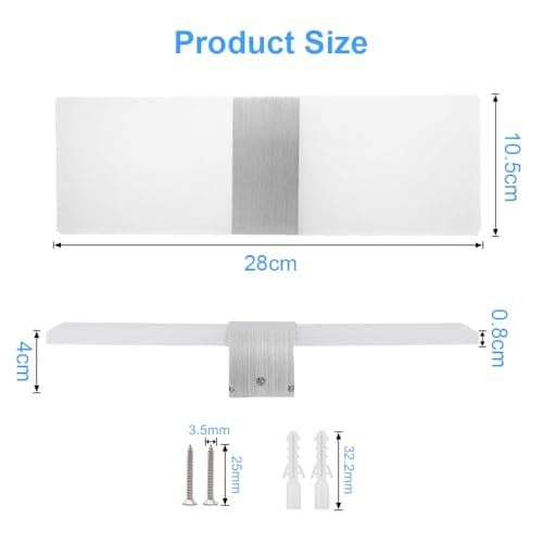 DAGORD Applique Murale Intérieure Moderne LED Blanc Froid 6500K 12W Applique Murale LED en Acrylique Lampe Murale LED Blanche Applique Éclairage Haut et Bas pour Chambre Salon Escalier Couloir