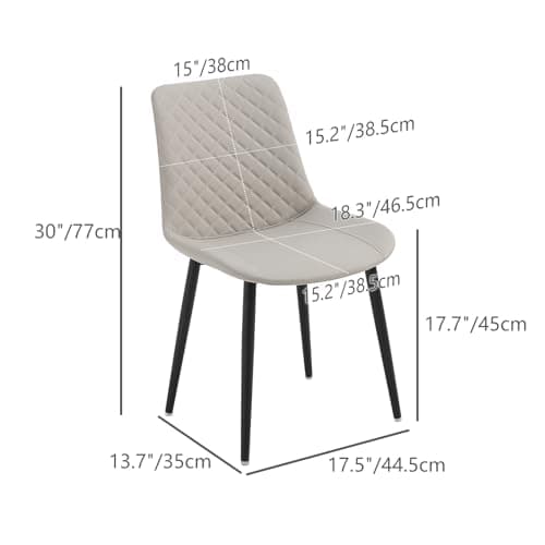seonyou Chaise Salle à Manger Lot de 4 Chaise de Cuisine, Beige Similicuir avec Dossier et Siège Rembourré Pieds en Métal, Moderne Chaise Design