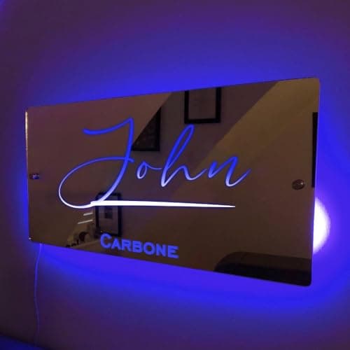 Smile lab Miroir LED Personnalisé avec Nom, Miroir Mural pour Chambre et Salon, Veilleuse Nom Personnalisée, Idée Cadeau pour Noël et Anniversaire, Parfait pour Les Mères, Les Épouses