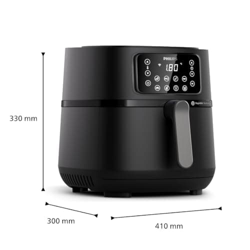 Philips 5000 Series Airfryer XXL - Connecté - 16 fonctions de cuisson, format XXL de 7,2L/1,4kg, technologie RapidAir, -90% de matières grasses, écran tactile, facile à nettoyer, noir (HD9285/90)