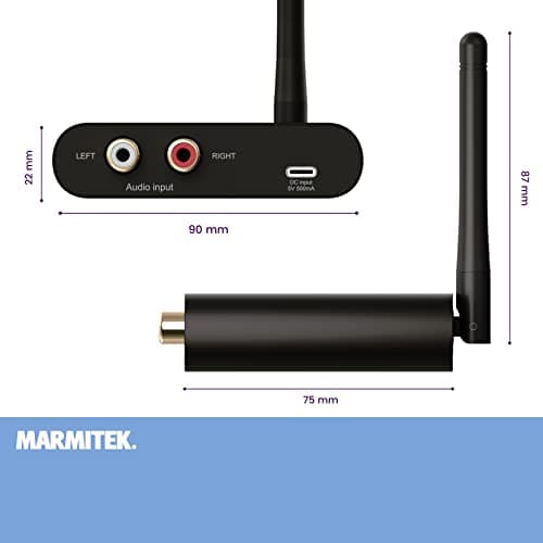Marmitek Transmetteur Audio sans Fil WA300 - Connectez Votre Source Audio à Votre Système Stéréo sans Fil - Jack 3,5 mm - Wireless Audio Transmitter