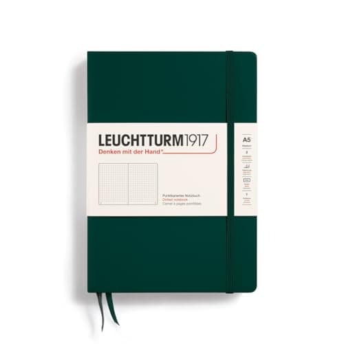 LEUCHTTURM1917 367255 Carnet de notes Medium (A5), Couverture rigide, 251 pages numérotées, Forest Green, pointillé
