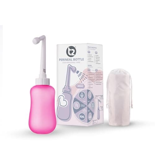 T2 Bouteille Périnéale - Bidet Portable Post-partum, Soulage Douleurs Périnée - Bouteille Compressible 360ml, Embout Coudé 60°, Sac Rangement Lavable - Trousse Maternité, Cadeaux pour Maman