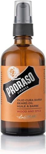 Proraso | Huile à barbe Wood & Spice (flacon-pompe de 100 ml) – Huile pour barbe adoucissante et protectrice pour barbes longues et hirsutes – Fabriquée en Italie