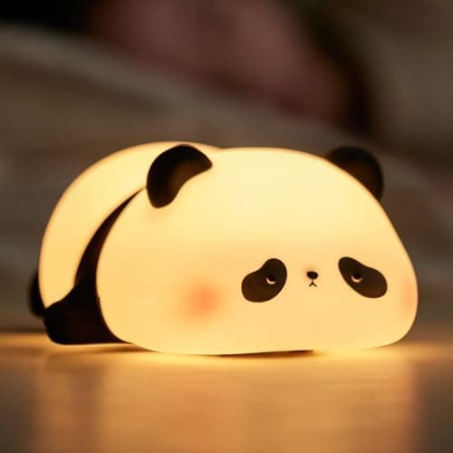 SALUOKE Veilleuse Panda pour Enfants: Veilleuse Bébé à 3 Modes Luminosité, Veilleuse Silicone Rechargeable, Veilleuse Temporisée avec Fonction Tactile, Lampe Décorative-Cadeau pour Fille & Garçon