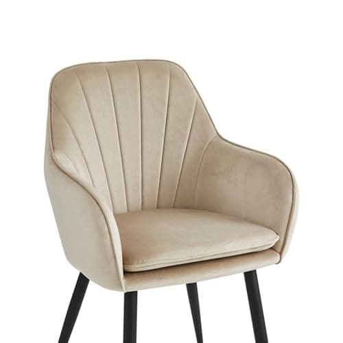 COLENIS® - Melissa - Chaise de Salle à Manger, Moderne, Chaise de Cuisine en Velours et métal Pieds - Lot de 6, Beige