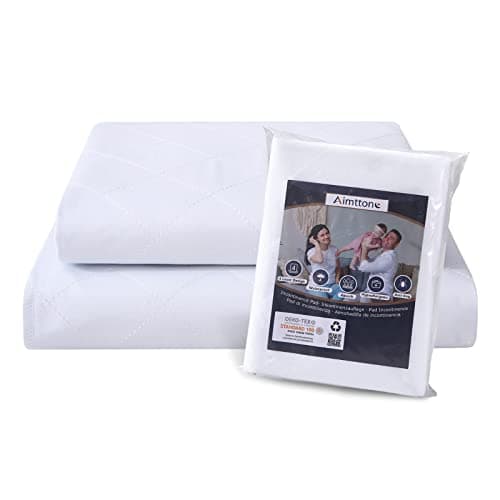 Aimtton Lot de 2 alèses d'incontinence lavables 86 × 132 cm en non-tissé absorbant imperméables et lavables, bleu/blanc