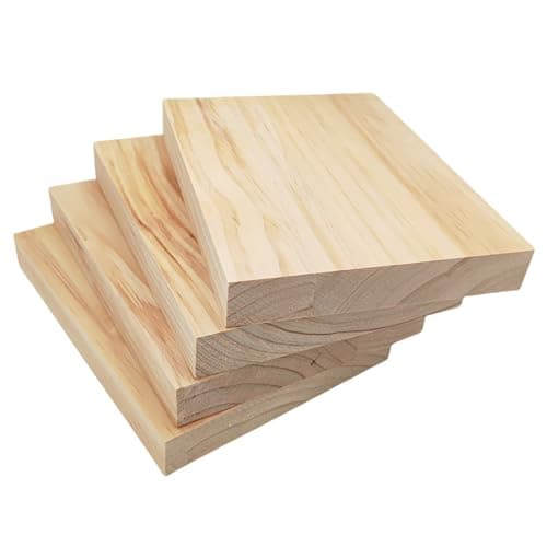 Lot de 4 blocs de bois brut pour travaux manuels, 20 x 15 x 2,5 cm, planches de bois rectangulaires vierges pour sculpture, peinture et gravure sur bois