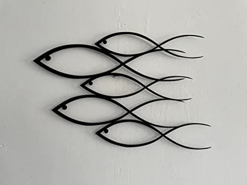 DEKADRON Décoration murale en métal, décoration en forme de poisson, décoration d'intérieur et d'extérieur (45 x 30 cm)