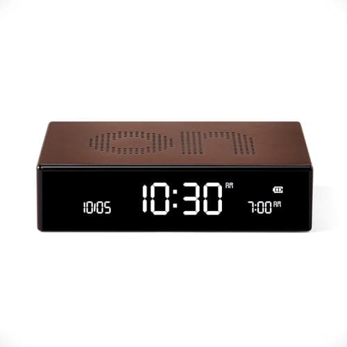 Lexon Flip Premium Réveil réversible et Rechargeable, à écran VA LCD, Faces on/Off, Snooze, Contrôle Tactile, en Aluminium - Bronze